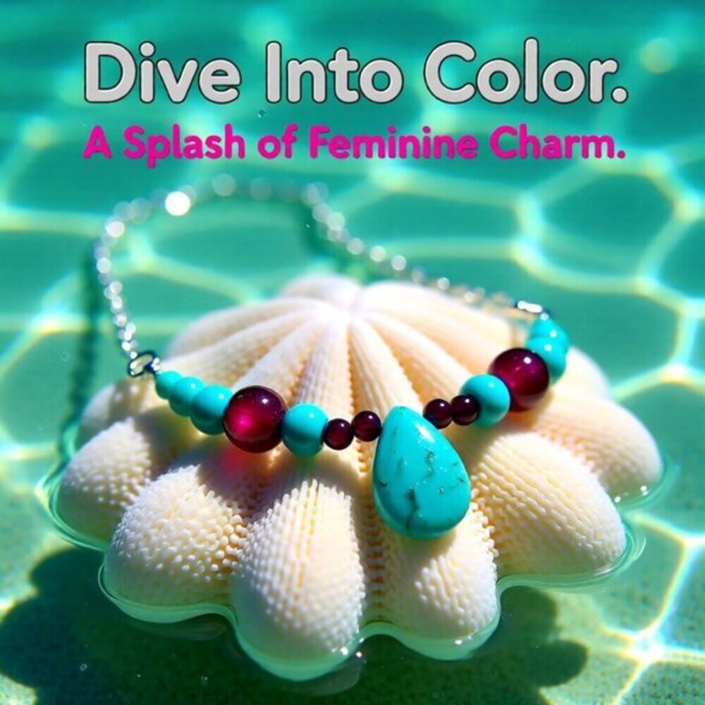 Turquoise Howlite & Cranberry Agate - Bar Necklace - Perfect 4 Spring + Summer